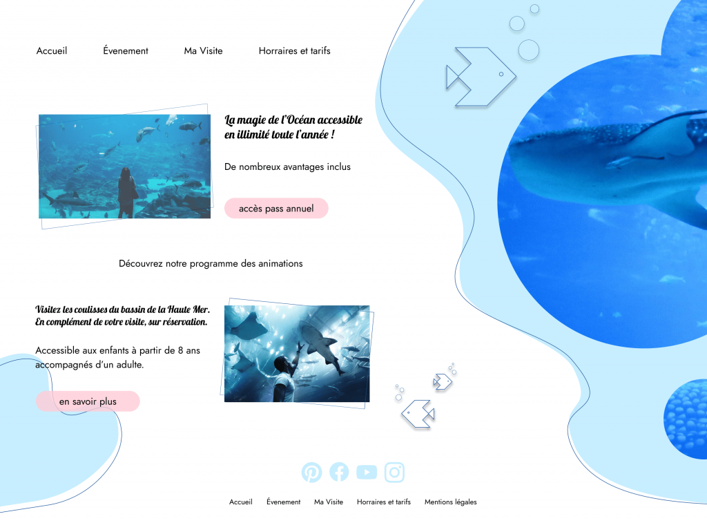 Aquarium Accueil page